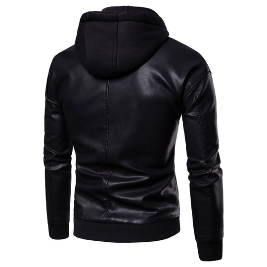 Herren Kunstleder Kapuzenjacke mit sportlichem Schnitt und einzigartigen Details EB