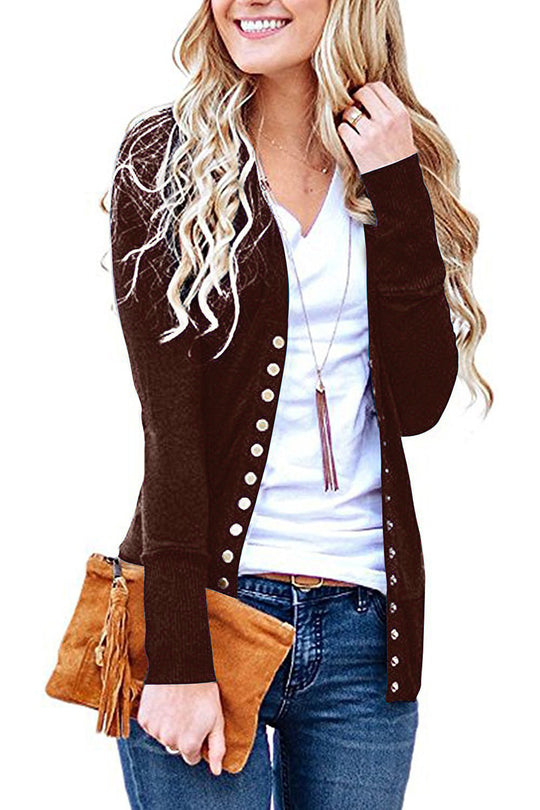 Damen nan Feinstrick-Cardigan mit dekorativen Metallknöpfen und schmaler Silhouette EB