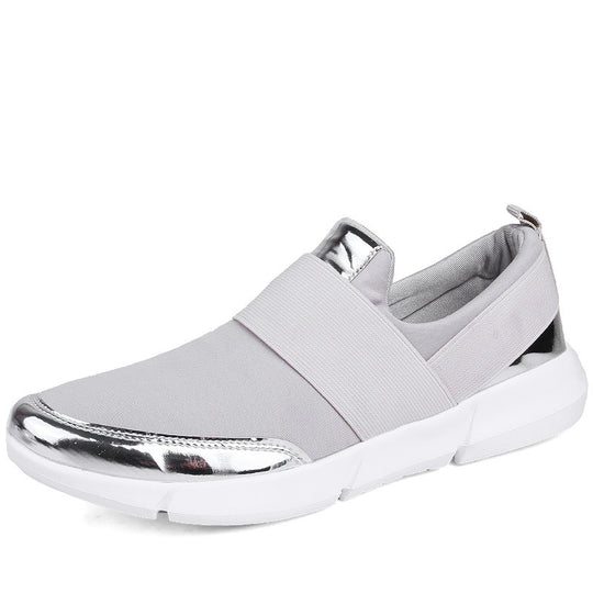 Damen modische Slip-On Sneakers mit atmungsaktiver Oberfläche und goldenen Akzenten EB