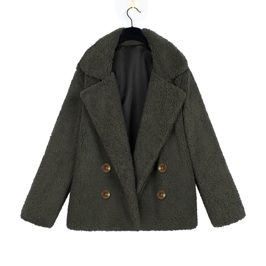 Damen Kuschelige Boucle-Jacke mit doppelter Knopfleiste EB