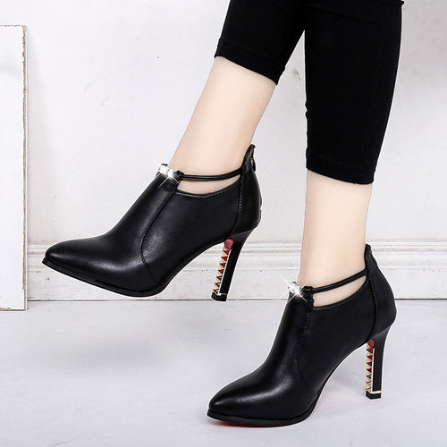Damen Ankle-Boots mit glitzerndem Riemen und luxuriösem Absatz EB