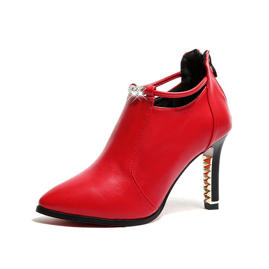 Damen Ankle-Boots mit glitzerndem Riemen und luxuriösem Absatz EB