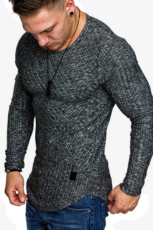 Herren Langarmshirt mit strukturiertem Design und körperbetonter Passform EB