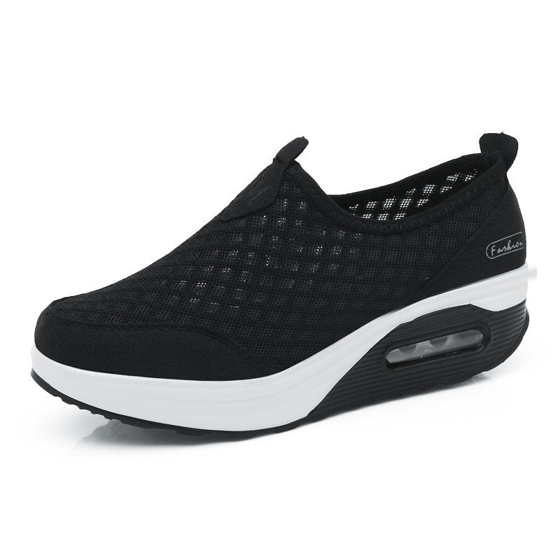 Damen nan komfortabler Schlupf-Keil-Sneaker mit luftgefedertem Plateau und atmungsaktivem Wabenmesh EB