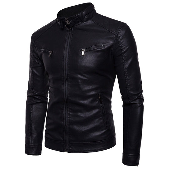 Herren Kunstleder Bikerjacke mit gesteppter Rückenpartie EB