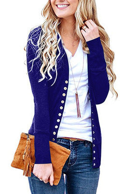 Damen nan Feinstrick-Cardigan mit dekorativen Metallknöpfen und schmaler Silhouette EB
