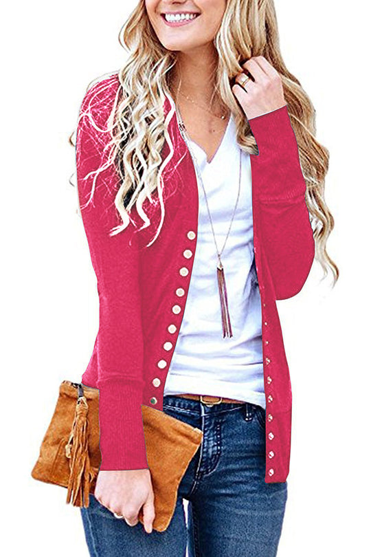 Damen nan Feinstrick-Cardigan mit dekorativen Metallknöpfen und schmaler Silhouette EB