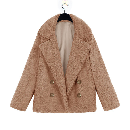 Damen Kuschelige Boucle-Jacke mit doppelter Knopfleiste EB