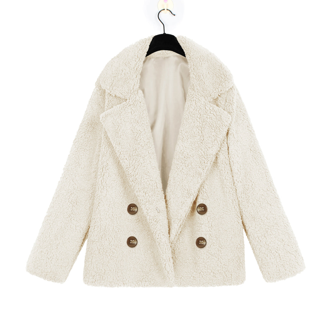 Damen Kuschelige Boucle-Jacke mit doppelter Knopfleiste EB