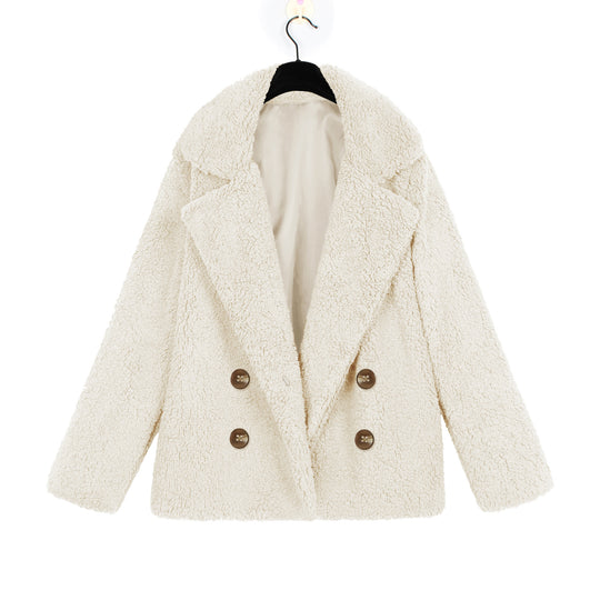 Damen Kuschelige Boucle-Jacke mit doppelter Knopfleiste EB