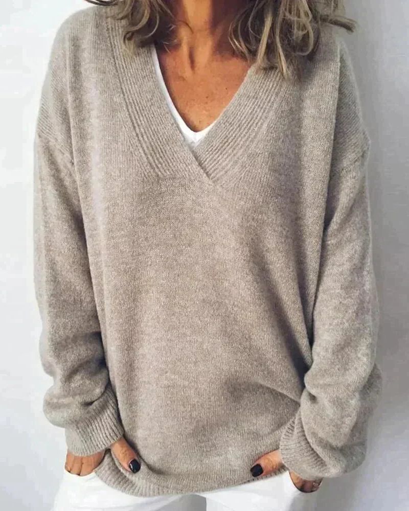 EB | Bequeme V-Ausschnitt Damenpullover