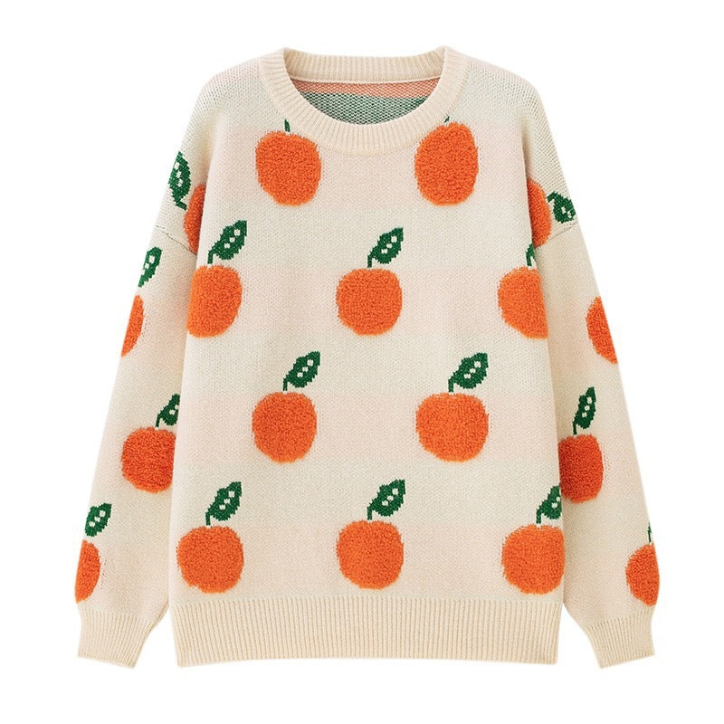 EB | Strickpullover mit Früchteprint Weich und Einzigartig Gemütliche Passform