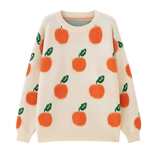 EB | Strickpullover mit Früchteprint Weich und Einzigartig Gemütliche Passform