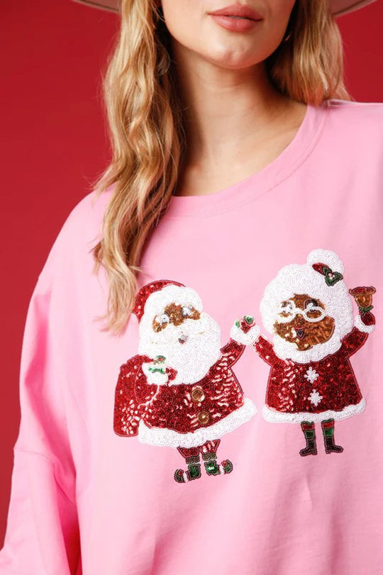 EB | Weihnachtsmann Pailletten Lässig Lockere Lange Ärmel Sweatshirt