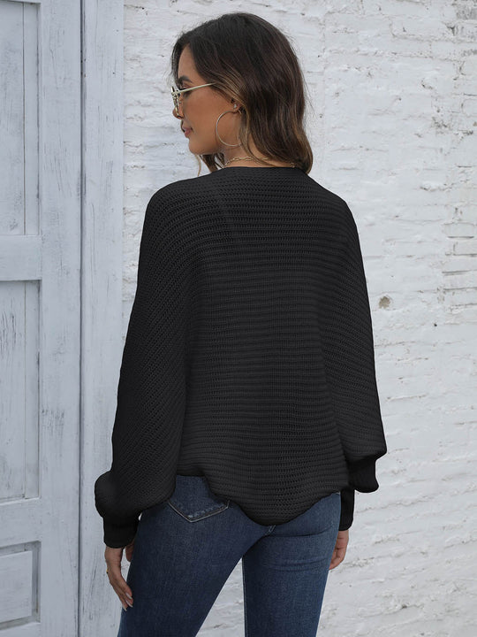 EB | Bat Sleeve Offenes Front Kurzes Cardigan