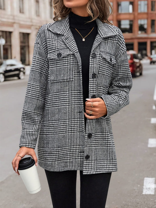 EB | Hahnentritt Drop Shoulder Kragenjacke