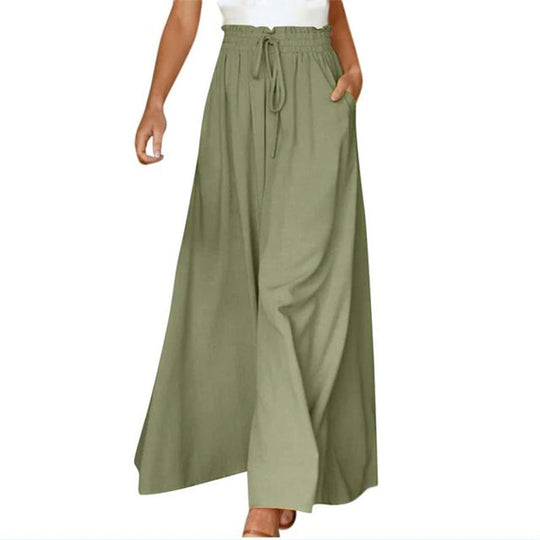 EB | Leichte Damen Leinenhose mit Weitem Bein für Frühling und Sommer