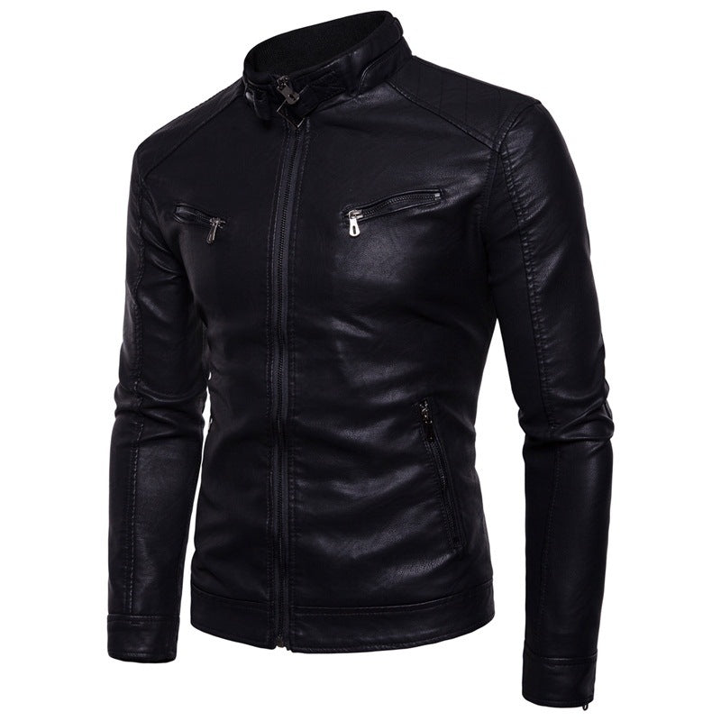Herren Kunstleder Bikerjacke mit gesteppter Rückenpartie EB