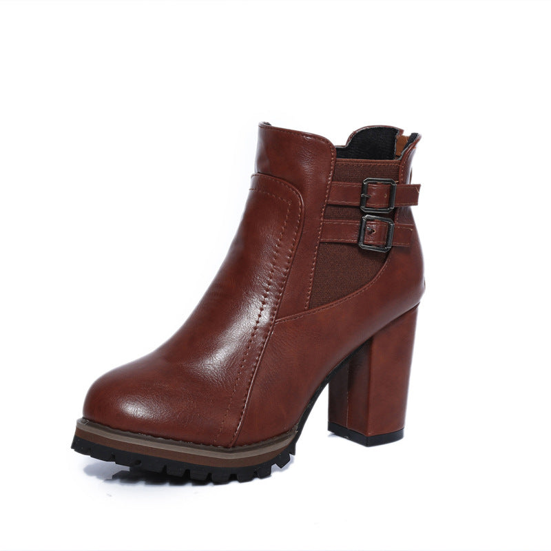 Damen Stiefeletten mit robustem Profil und modischen Schnallen EB