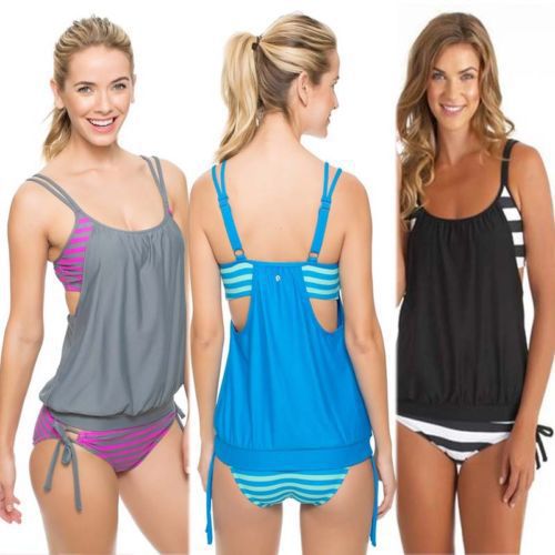 Damen Tankini mit verstellbaren Trägern und Übergroßem Schnitt EB