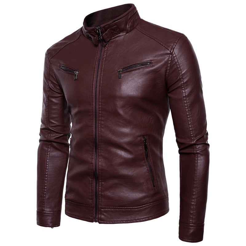 Herren Kunstleder Bikerjacke mit gesteppter Rückenpartie EB
