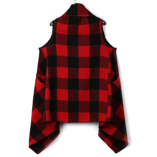 Damen Üppiger karierten Poncho EB