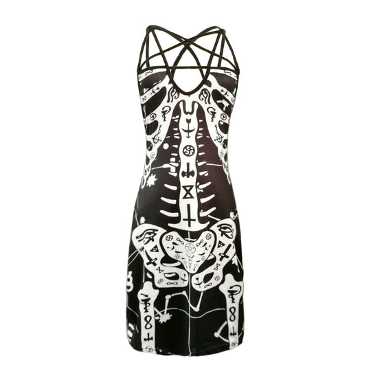 Damen figurbetontes Midi-Kleid mit grafischem Druck EB