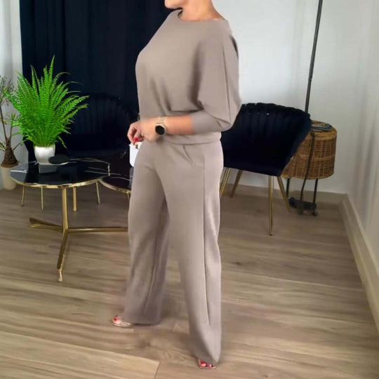 EB | Stylisches 3-Teilige Set Bestehend Aus Einem Langen Cardigan, Top und Hose