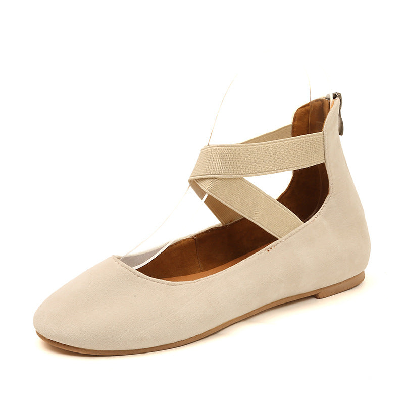 Damen Ballerinas mit elastischen Trägern und bequemem Fußbett EB