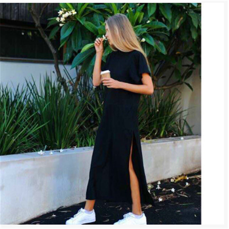 Damen Maxi-Kleid mit seitlichem Schlitz und geschmeidigem Schnitt EB
