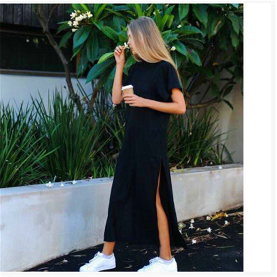Damen Maxi-Kleid mit seitlichem Schlitz und geschmeidigem Schnitt EB