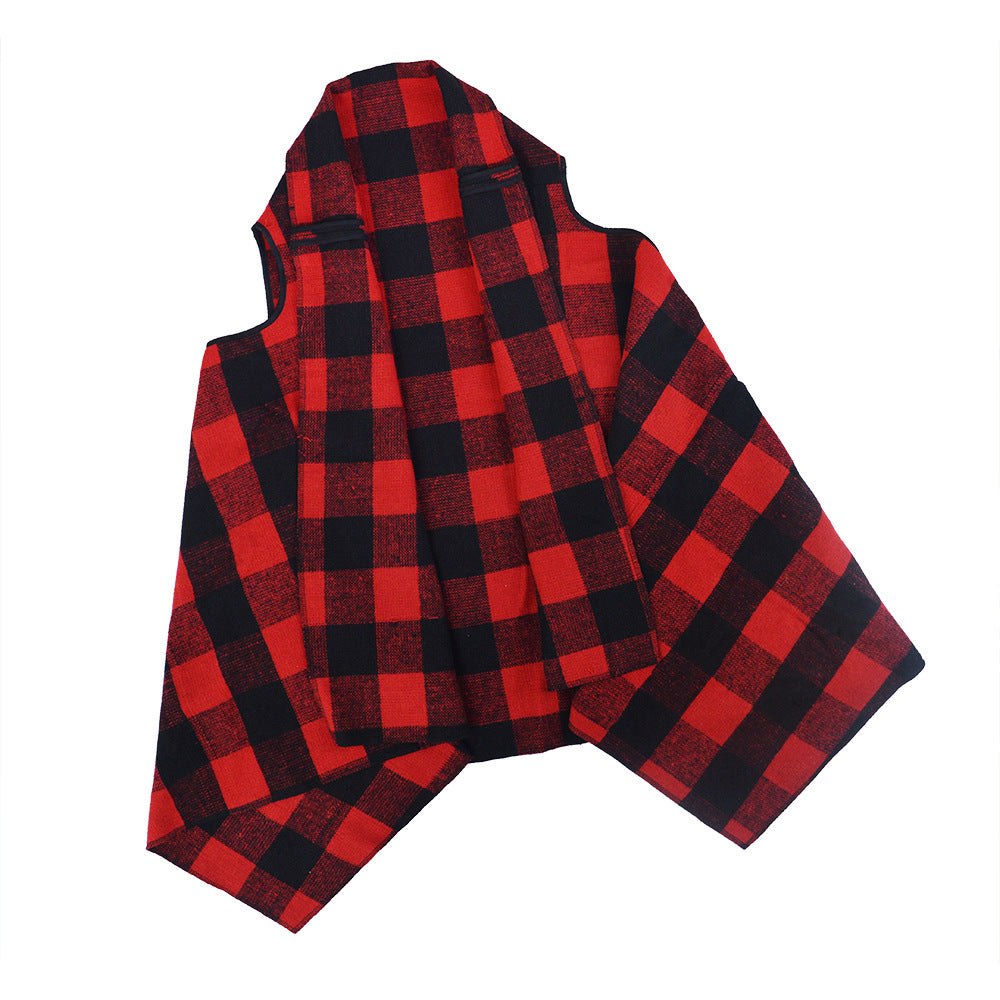 Damen Üppiger karierten Poncho EB