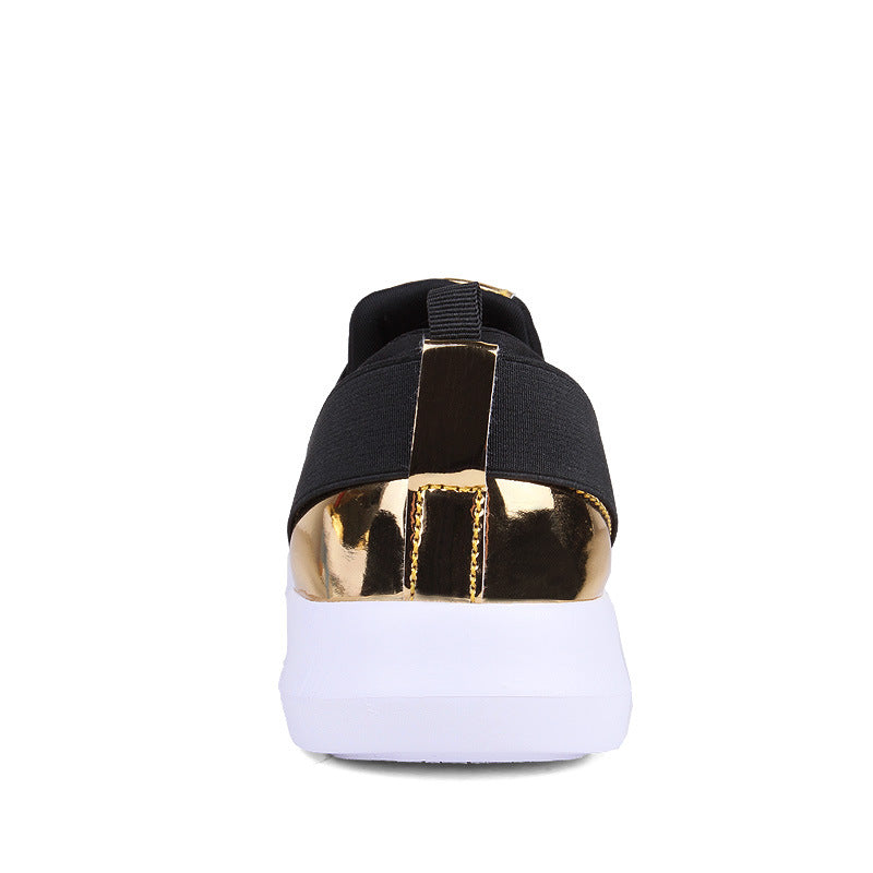Damen modische Slip-On Sneakers mit atmungsaktiver Oberfläche und goldenen Akzenten EB