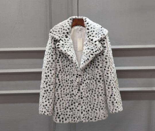 Damen Luxus Kunstpelzjacke im Leopardenmuster EB