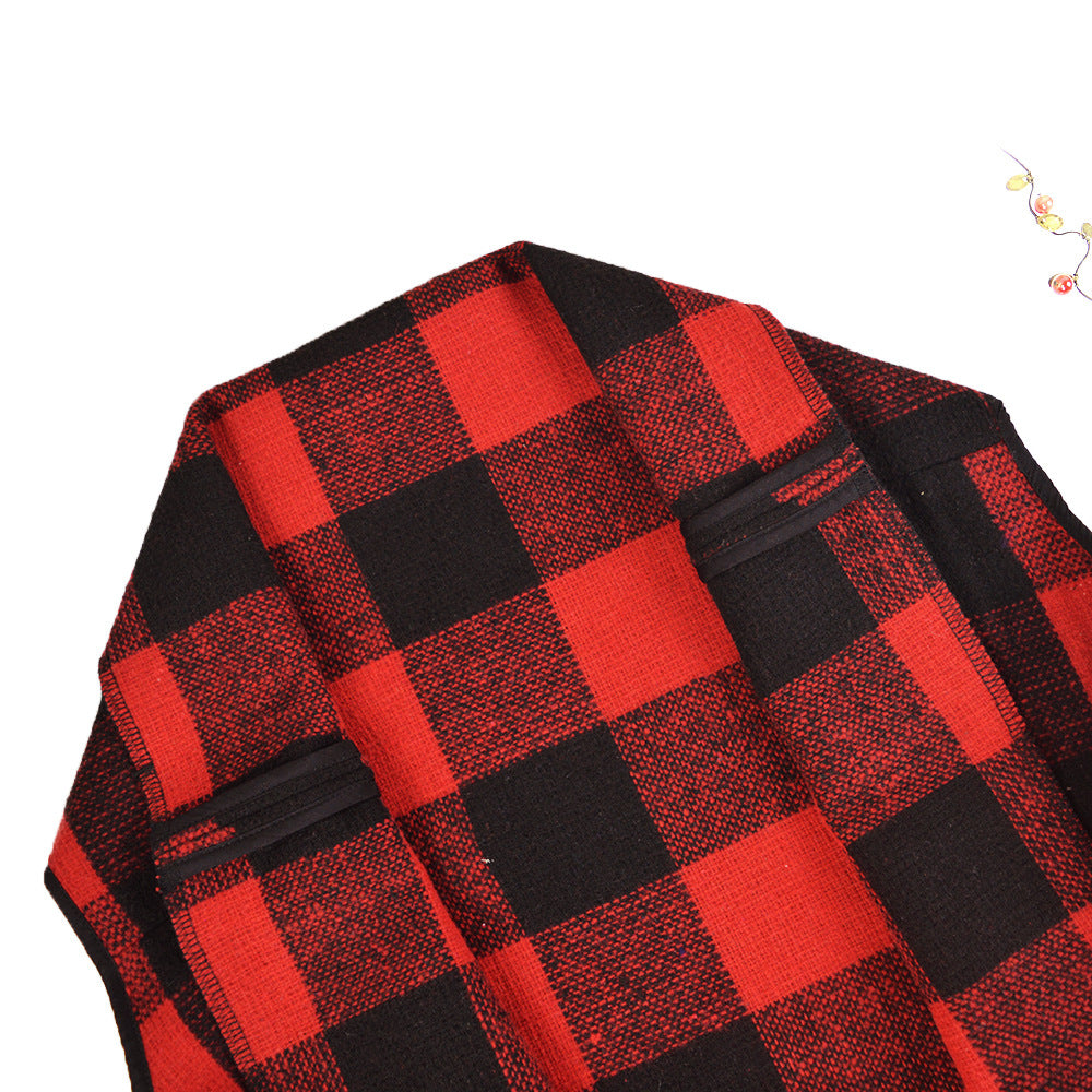 Damen Üppiger karierten Poncho EB