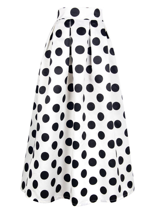 Damen Tellerrock mit großflächigem Polka-Dot-Muster EB