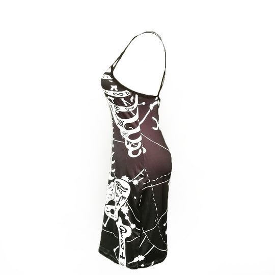 Damen figurbetontes Midi-Kleid mit grafischem Druck EB
