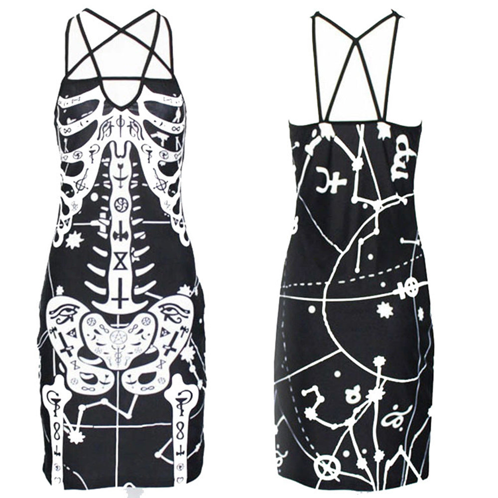 Damen figurbetontes Midi-Kleid mit grafischem Druck EB