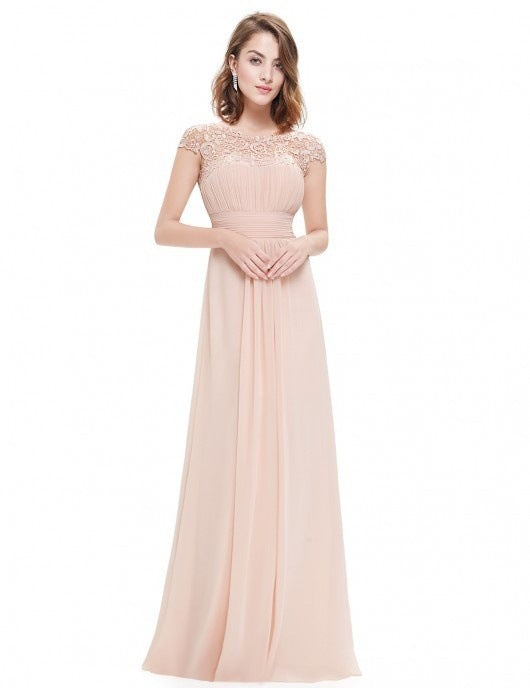 Damen Elegantes Maxikleid mit Spitzenoberteil und fließendem Rock EB