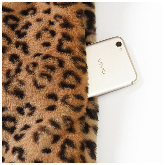 Damen Kuschelige Leopardenfelljacke EB