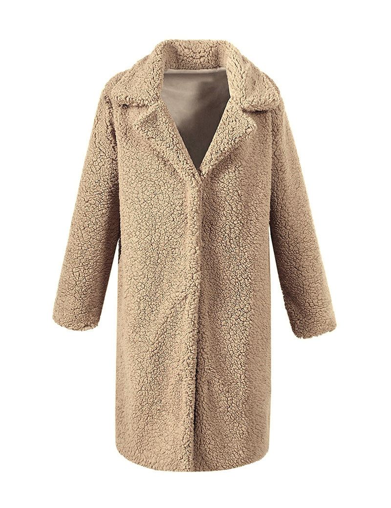 Damen Flauschiger Langmantel mit oversized Schnitt EB