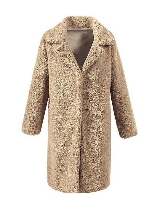 Damen Flauschiger Langmantel mit oversized Schnitt EB
