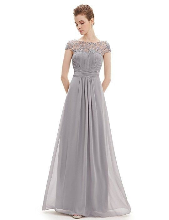 Damen Elegantes Maxikleid mit Spitzenoberteil und fließendem Rock EB