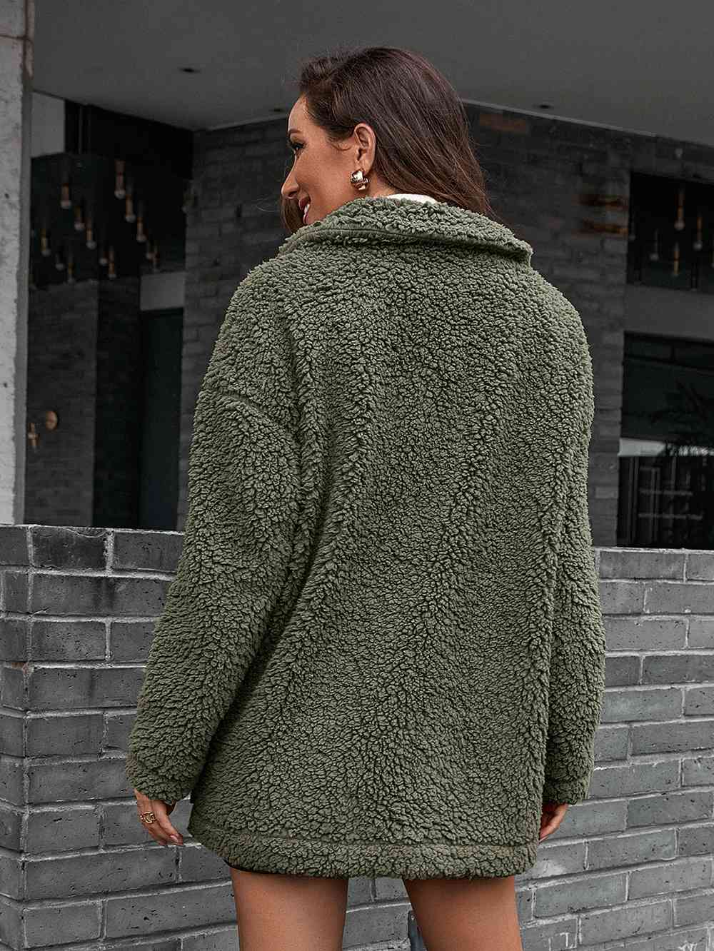 EB | Double Take Zip up Teddy Jacke mit Kragen