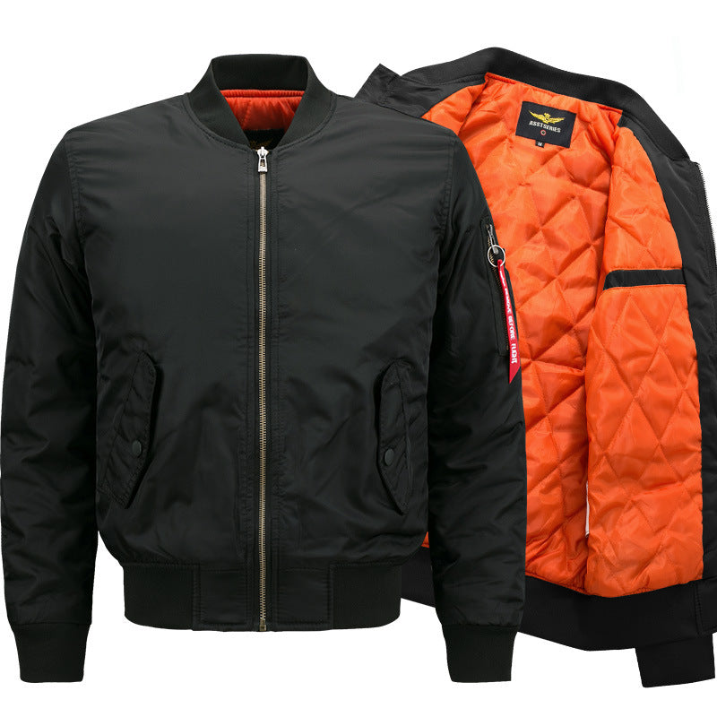 Men's  slim-profile insulated commuter bomber with low-profile sleeve zip pocket and snap-flap hand pockets EB