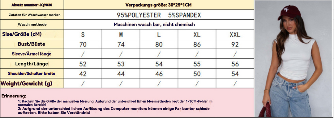 EB | Semi-Rollkragen einfarbig slim-fit ärmellose Spice Girl Weste