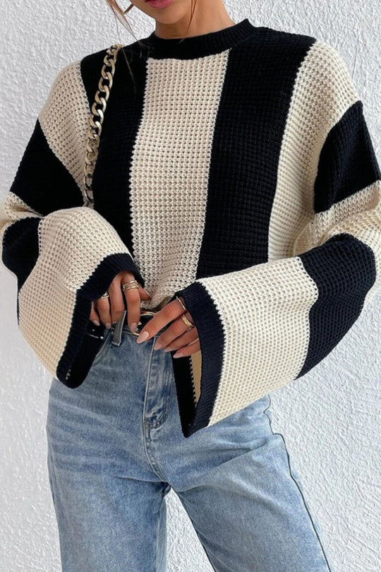 EB | Glocke mit Kontraststreifen Pullover mit Strickärmeln