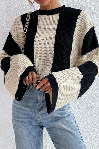EB | Glocke mit Kontraststreifen Pullover mit Strickärmeln