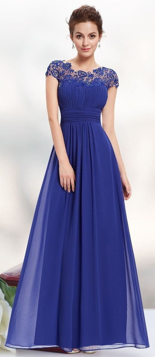 Damen Elegantes Maxikleid mit Spitzenoberteil und fließendem Rock EB