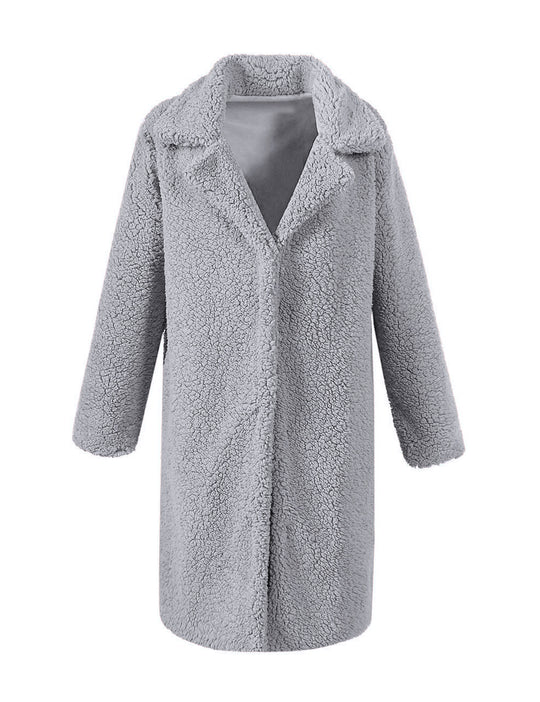 Damen Flauschiger Langmantel mit oversized Schnitt EB